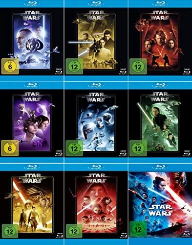 Star Wars 1-9 Komplett Paket (Episode 1+2+3+4+5+6+7+8+9) von Dunkle Bedrohung bis Aufstieg Skywalkers (+ 2 Kühlschrankmagnete) [18-Blu-ray]