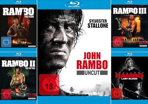 Rambo 1-5 (Teil 1+2+3+4+5) First Blood - Der Auftrag - John Rambo (Uncut) - Last Blood (Deutsche Originalware)