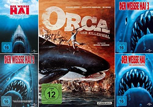 Der weisse Hai 1-4 (Teil 1+2+3+4) + Orca der Killerwal [5-DVD]