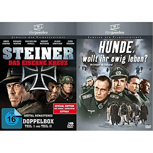 Steiner - Das eiserne Kreuz Teil 1+2 (Doppelbox) - Filmjuwelen [2 DVDs] [Special Edition] & Hunde, wollt ihr ewig leben? - Die Schlacht um Stalingrad (Filmjuwelen)